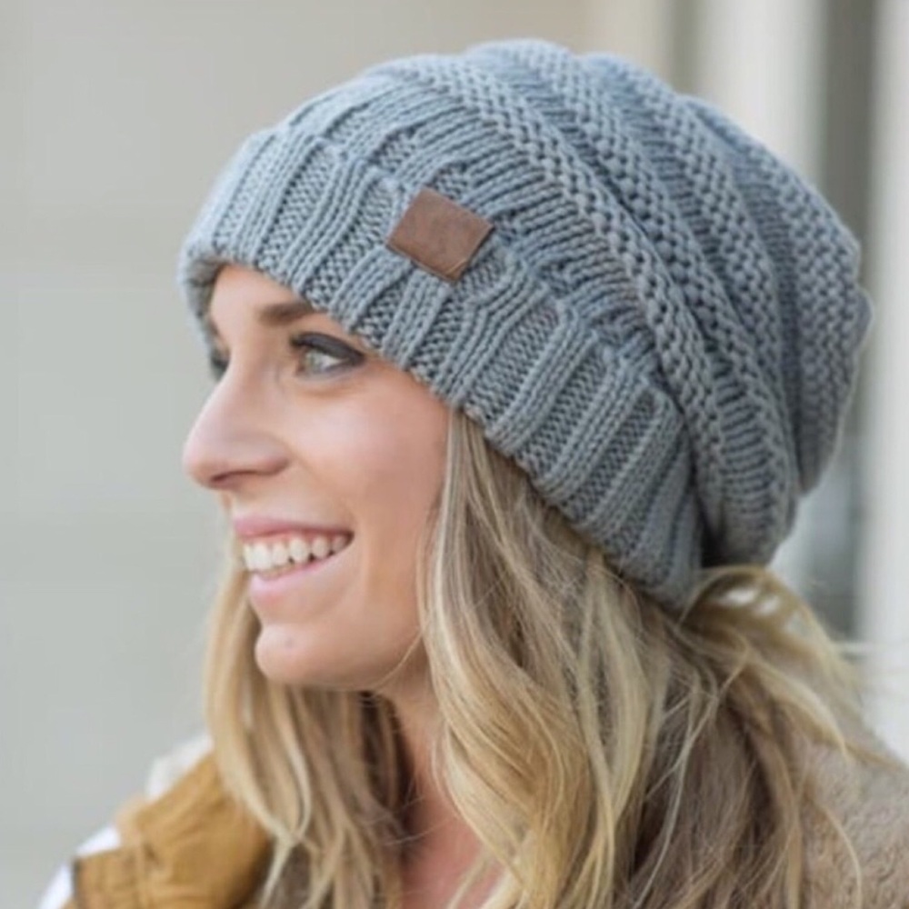 Slouch Hip Hop Unisex Gray Beanie - Picture 1 of 11